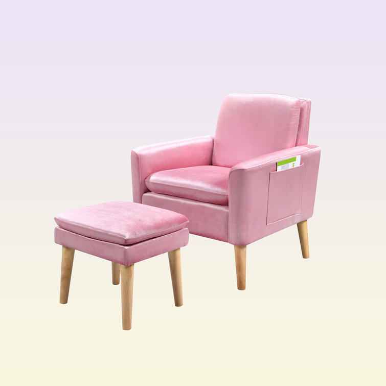 Orren Ellis Hocca 29" Wide Velvet Armchair and Ottoman Wayfair